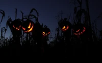 Des lanternes de citrouille sinistres se profilant dans la nuit