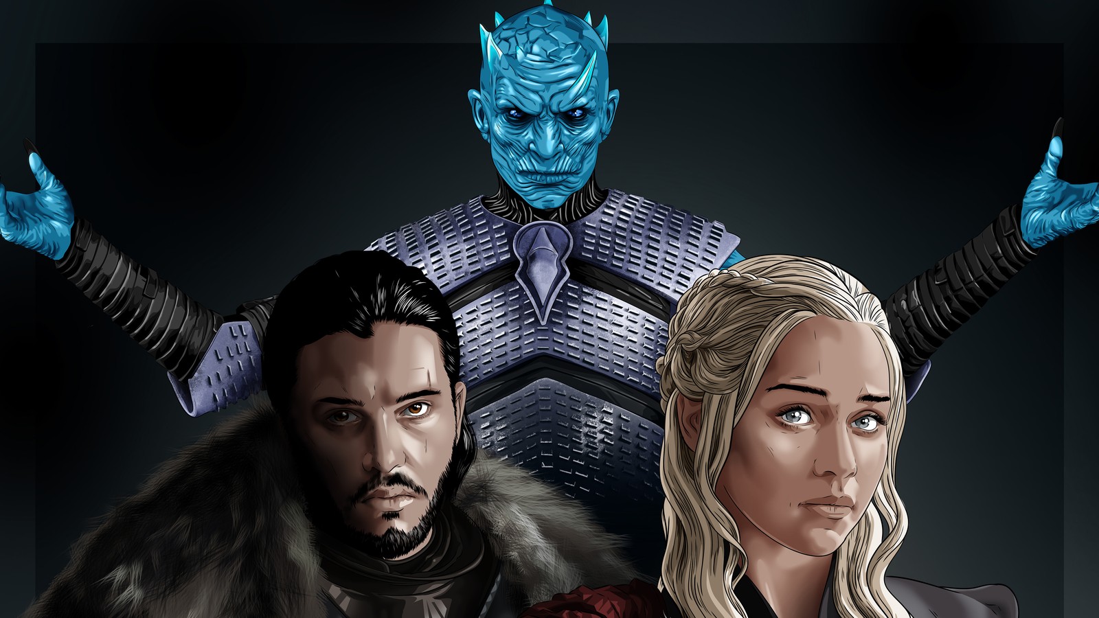 game of thrones, jon snow, daenerys targaryen, art, illustration wallpaper