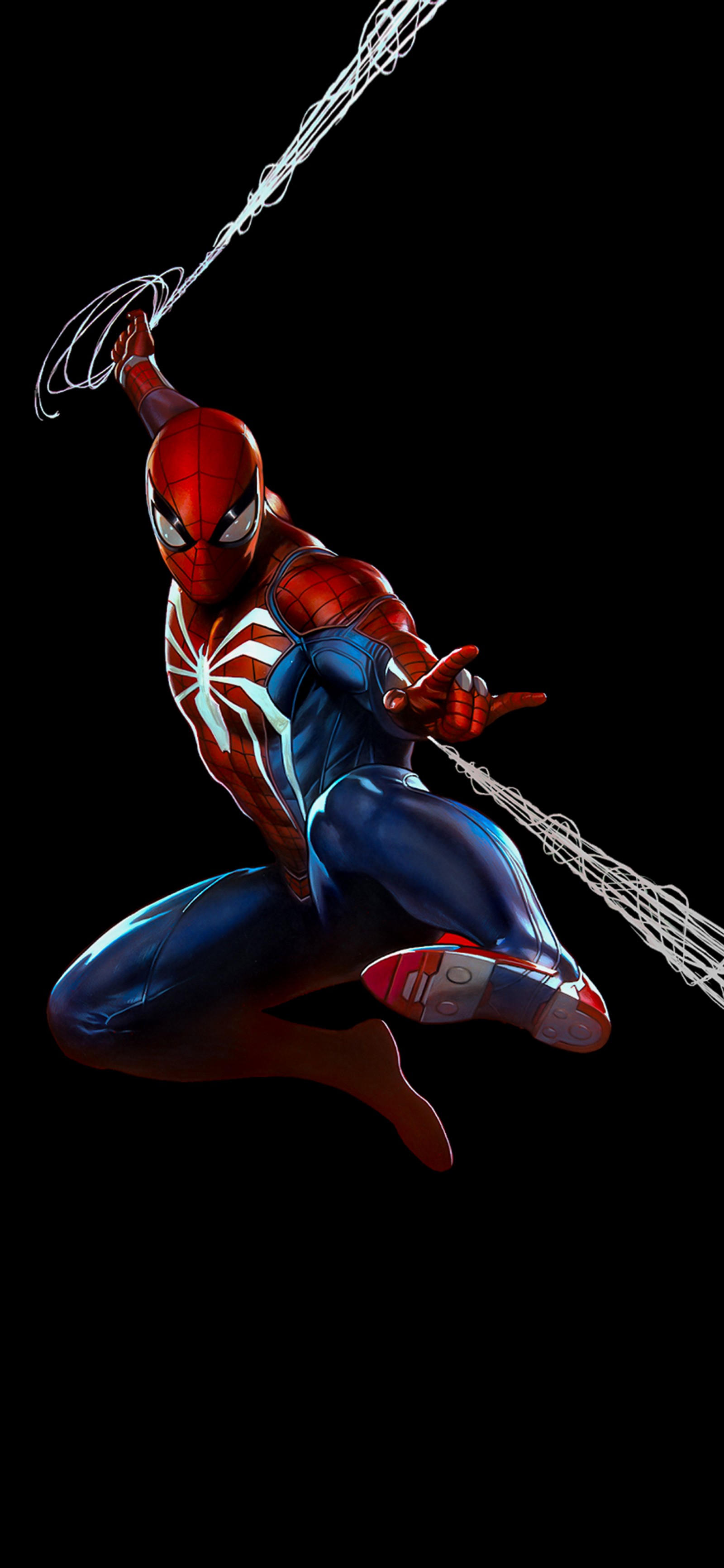 Spider-man dans un costume rouge et bleu volant dans les airs (spider man, lincroyable spider man, miles morales, cartoon, art)