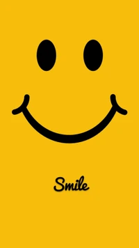 Happy Black Smile on Yellow Background