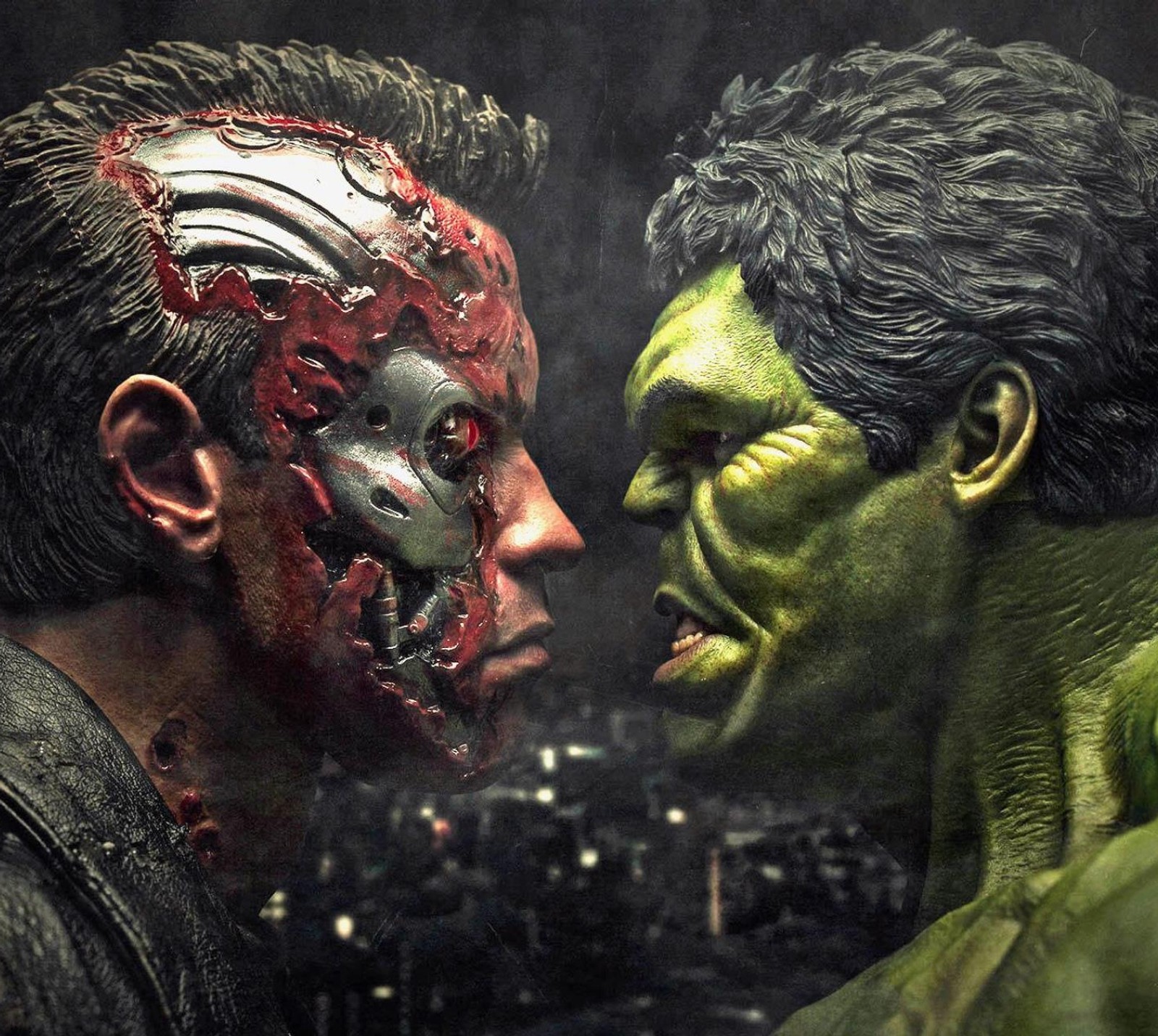 Hulk et le hulk dans les avengers. (arnold, hulk, marvel, film, terminator)