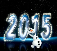 Feliz Ano Novo 2015 com Olaf em um país das maravilhas de inverno