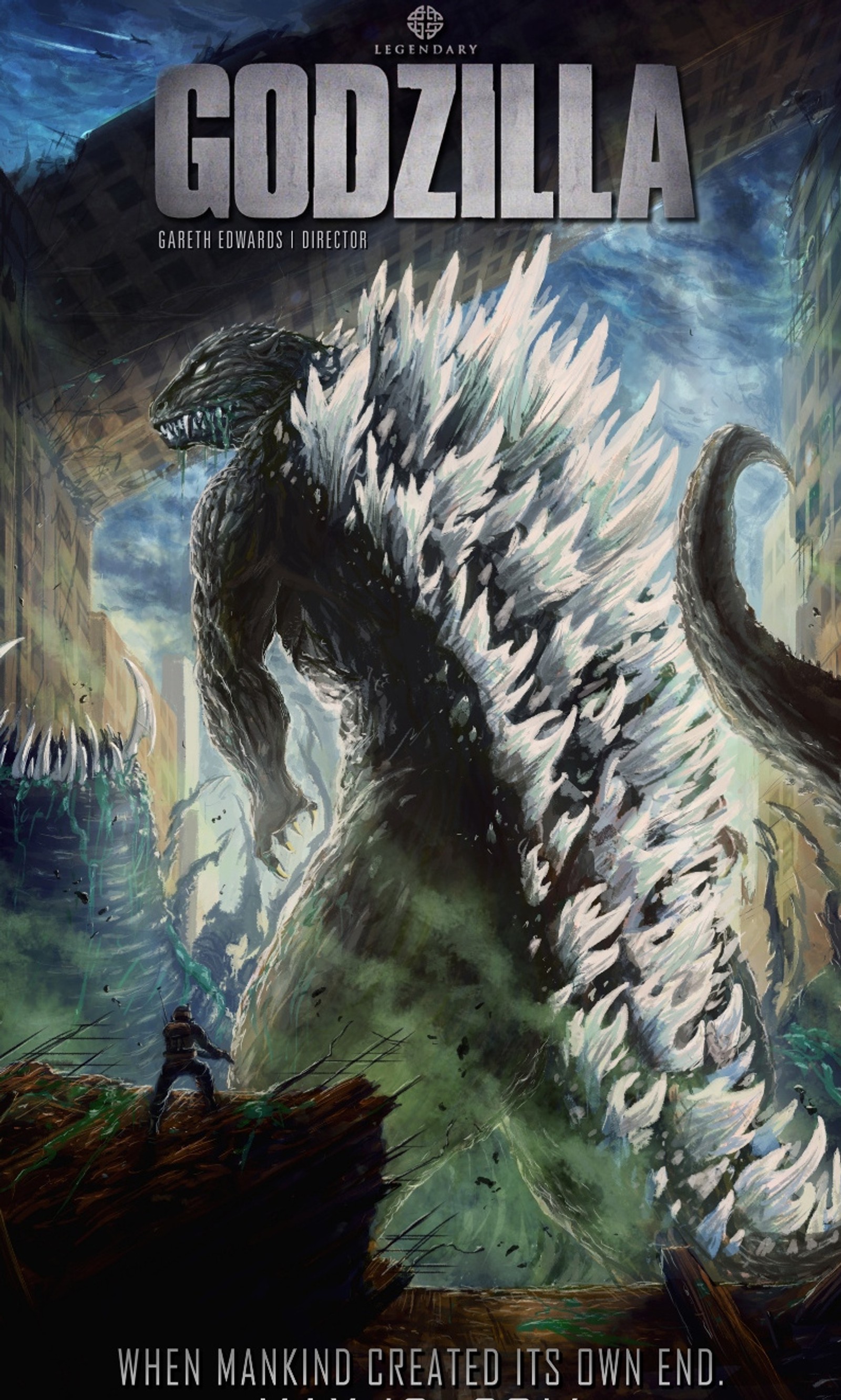 Cartel de la película godzilla con godzilla atacando a un monstruo gigante (godzilla, película)