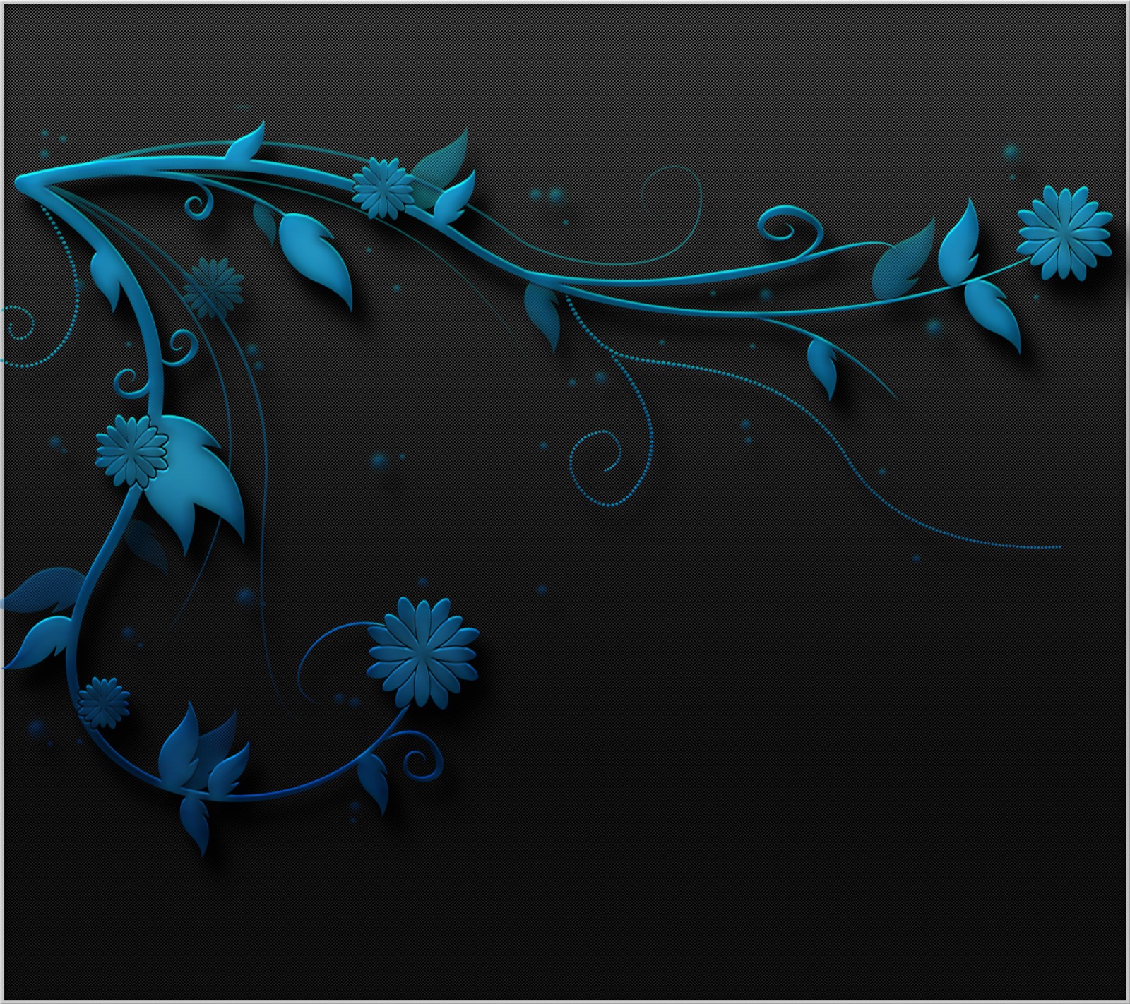 A close up of a blue flower on a black background (abstract, art, black, blue, design)