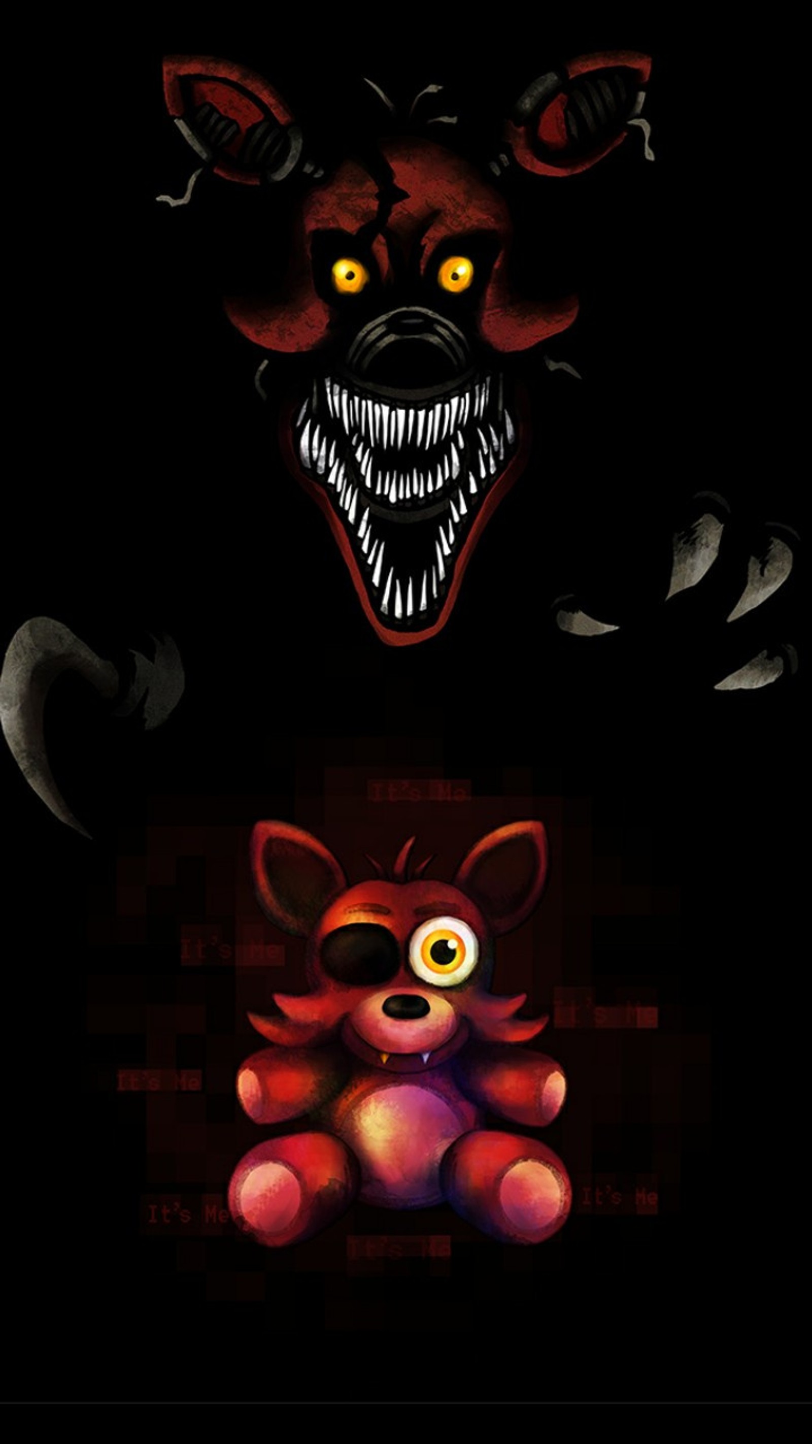 Deux types de personnages animés différents dans l'obscurité (à, cinq, fnaf4, renard, freddys)