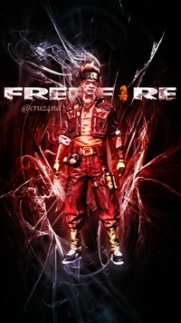 Free Fire Charakter Hintergrundbild von cruz4nd - Dynamisches rotes HD-Design