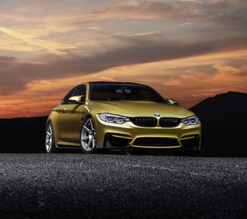 Bmw m4 купе ночью на фоне заката (авто, bmw, машина, купе, f82)