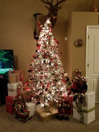 Festively Decorated Christmas Tree Surrounded by Wrapped Presents and Holiday Cheer