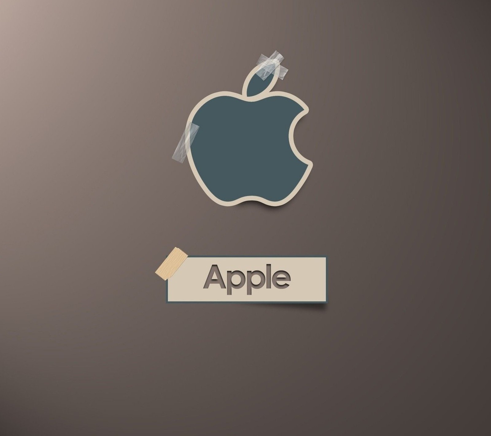 There is a picture of an apple logo on a wall (apple, logo, tech)