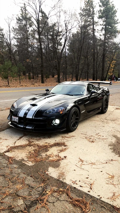 dodge, viper, schwarz, auto, superauto