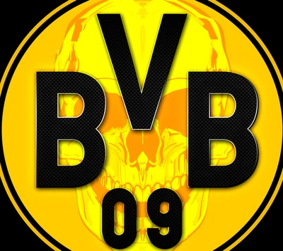 Design ousado BVB 09 com caveira e fundo amarelo