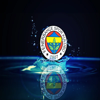 Emblema do Clube Esportivo Fenerbahçe com reflexão na água