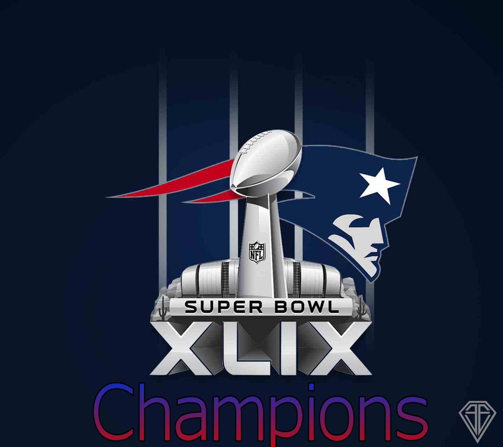 Primer plano de un logo de fútbol con un super bowl en él (super bowl, super bowl xlix)