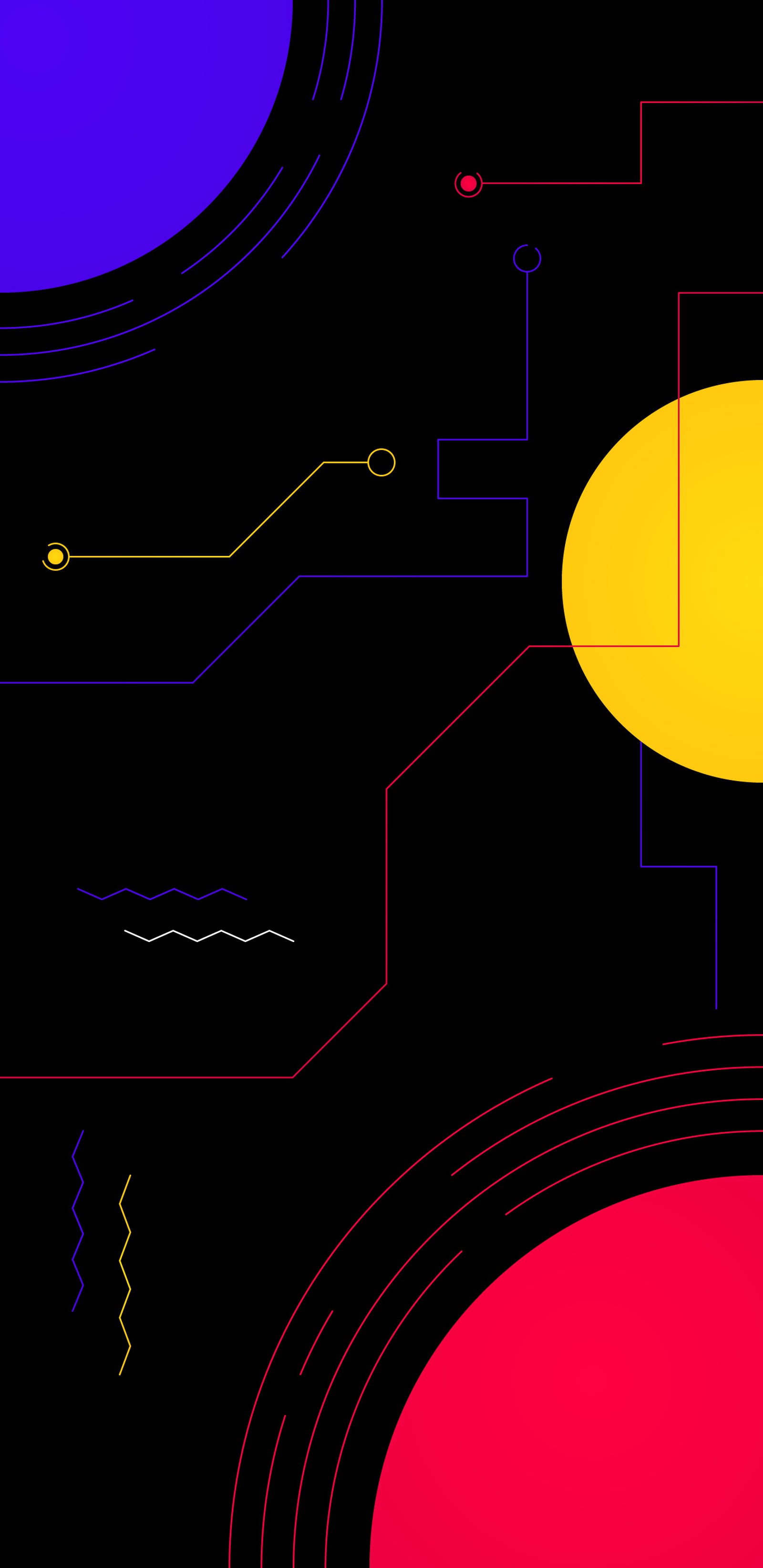 Um close em um gráfico colorido com um círculo e uma linha (preto, cores, minimalista, tecnologia)