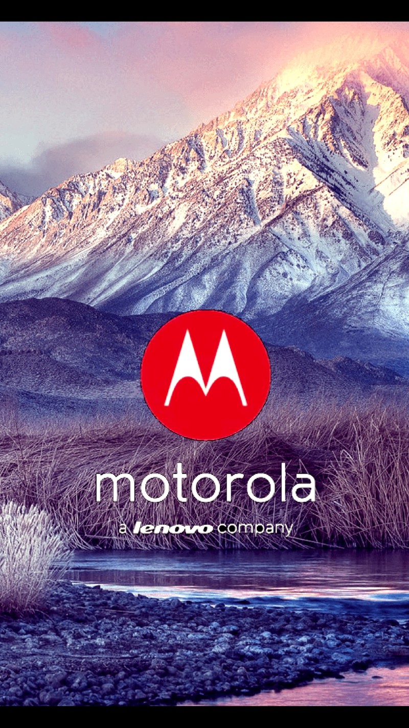 Логотип motorola на горе с рекой на переднем плане (ленова, lenova, мото, moto, motorola)