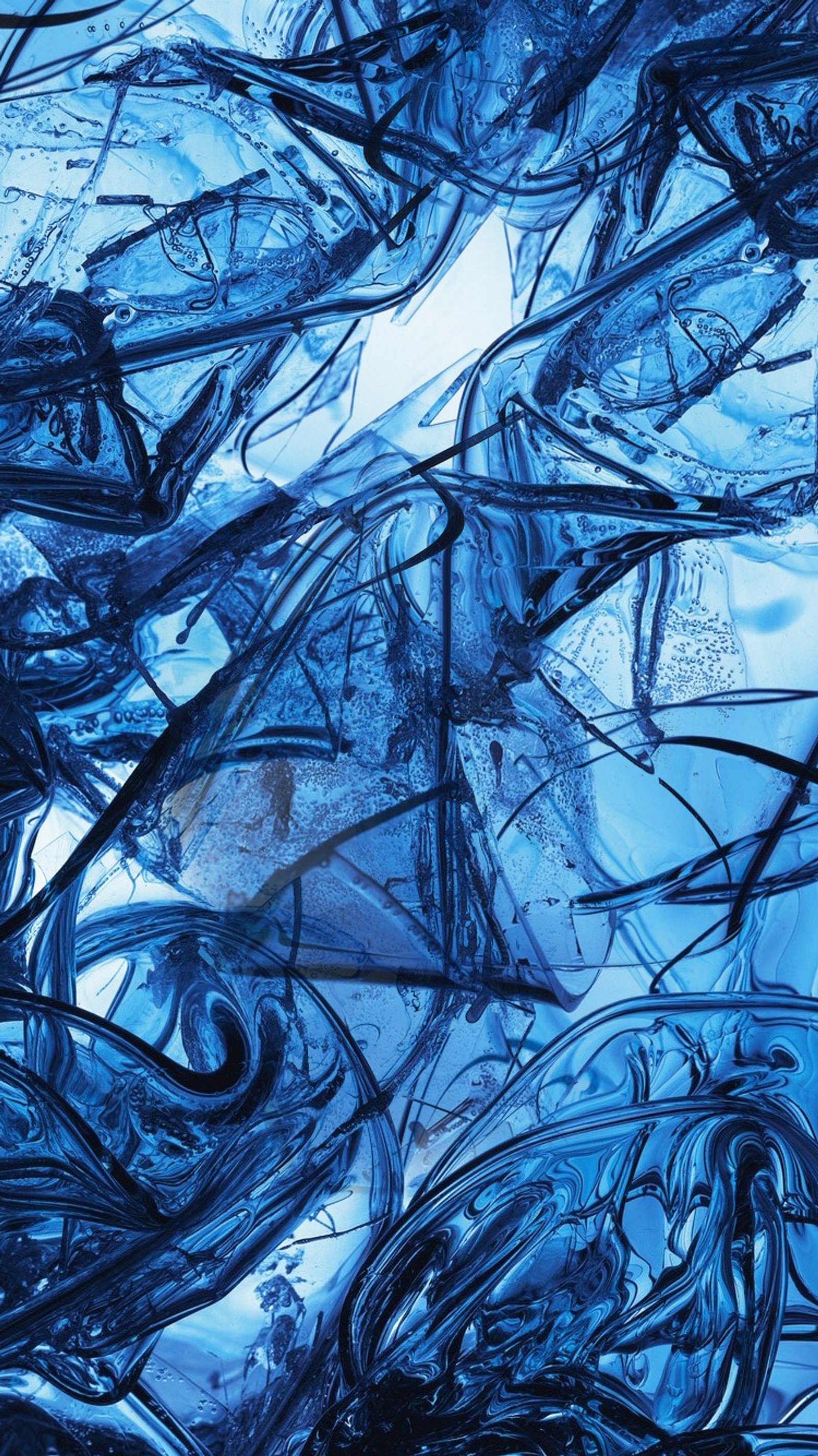 A close up of a blue abstract painting with a lot of lines (abstract, blue, smoke, water, white)