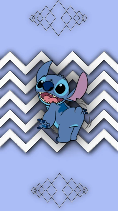 Stitch Playfully Posing Against a Stylish Background