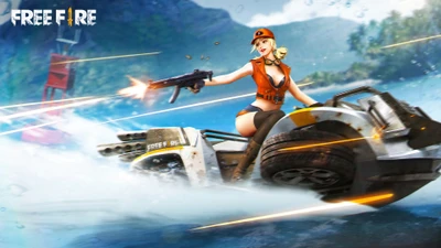 Миша из Garena Free Fire участвует в битве на гидроцикле