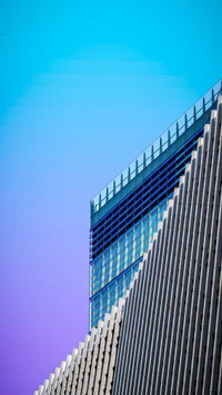 Electric Blue Skyscraper with Modern Facade