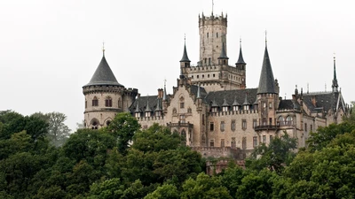 castelo, marco, arquitetura medieval, edifício, agulha