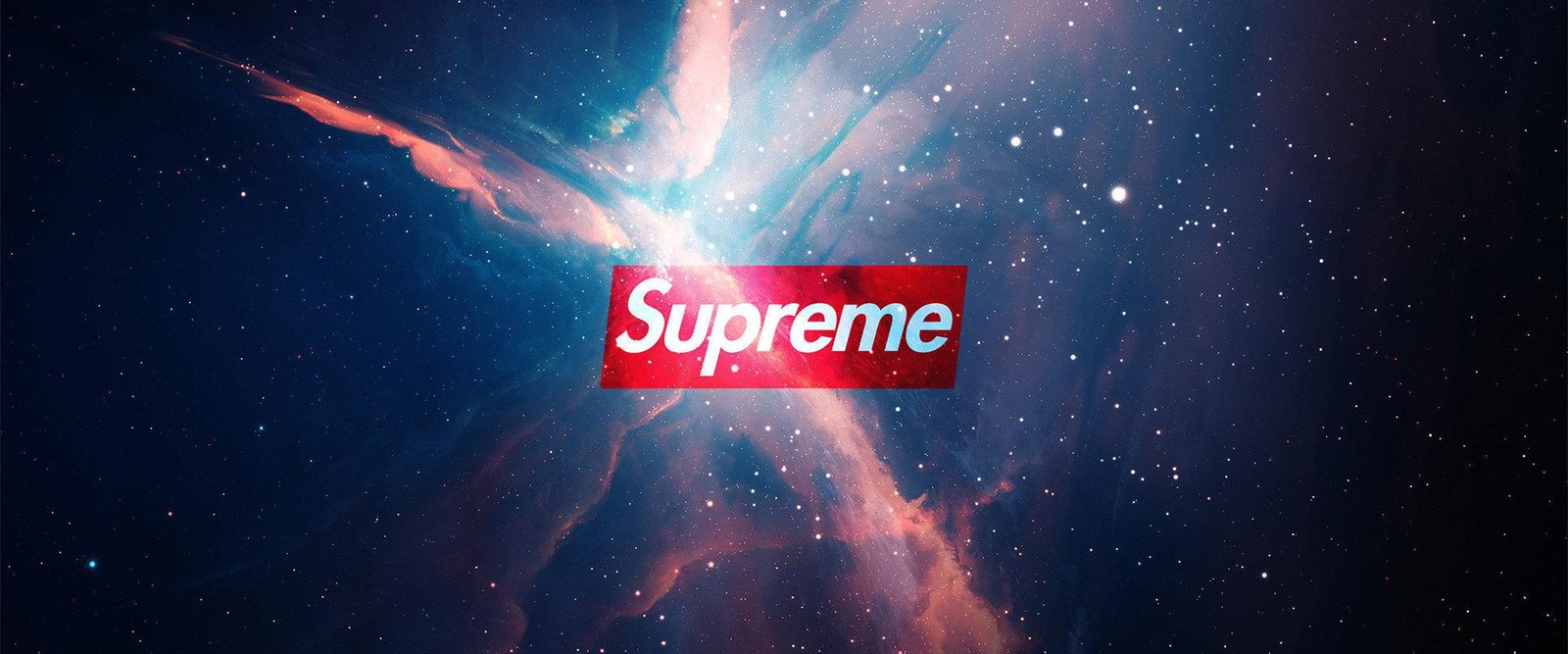 Logotipo supreme sobre un fondo de estrellas y nebulosas (atmósfera, nebulosa, espacio, espacio exterior, universo)