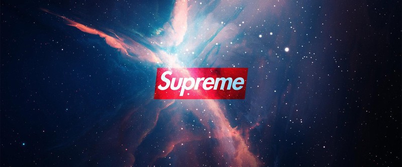 Логотип supreme на фоне звезд и туманностей (атмосфера, туманность, космос, вселенная, графика)