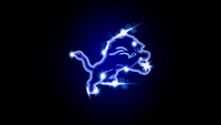 Logo néon des Detroit Lions sur fond sombre - Fond d'écran 4K