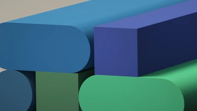 Formas geométricas 3D abstractas en colores vibrantes