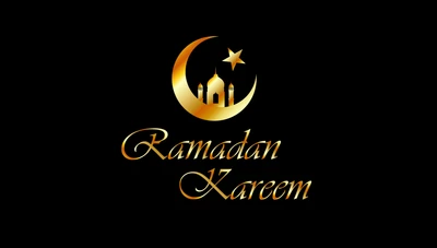 рамадан карим, ramadan kareem, черный фон, золотой текст, черный темный