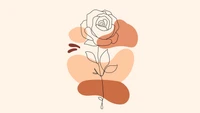 Rose abstraite minimaliste avec des fleurs aux couleurs douces