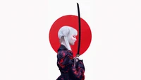 samurai, girls, art