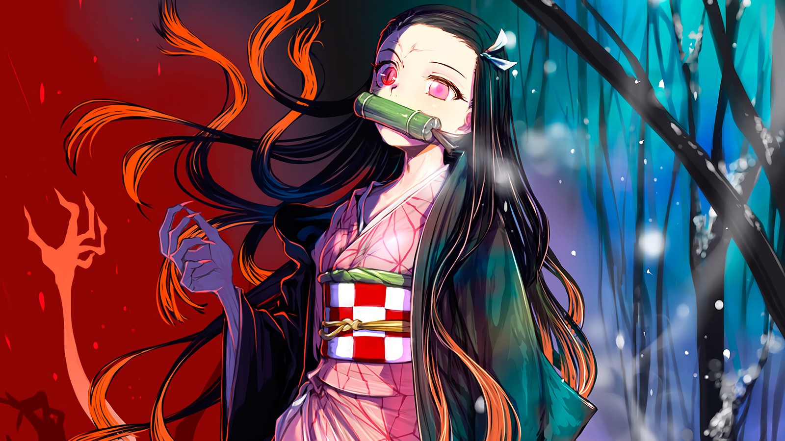 Скачать обои nezuko kamado, kimetsu no yaiba, убийца демонов кимэцу но яиба, demon slayer kimetsu no yaiba, аниме