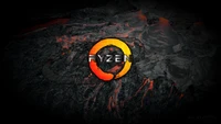 Logotipo da AMD Ryzen em fundo flamejante