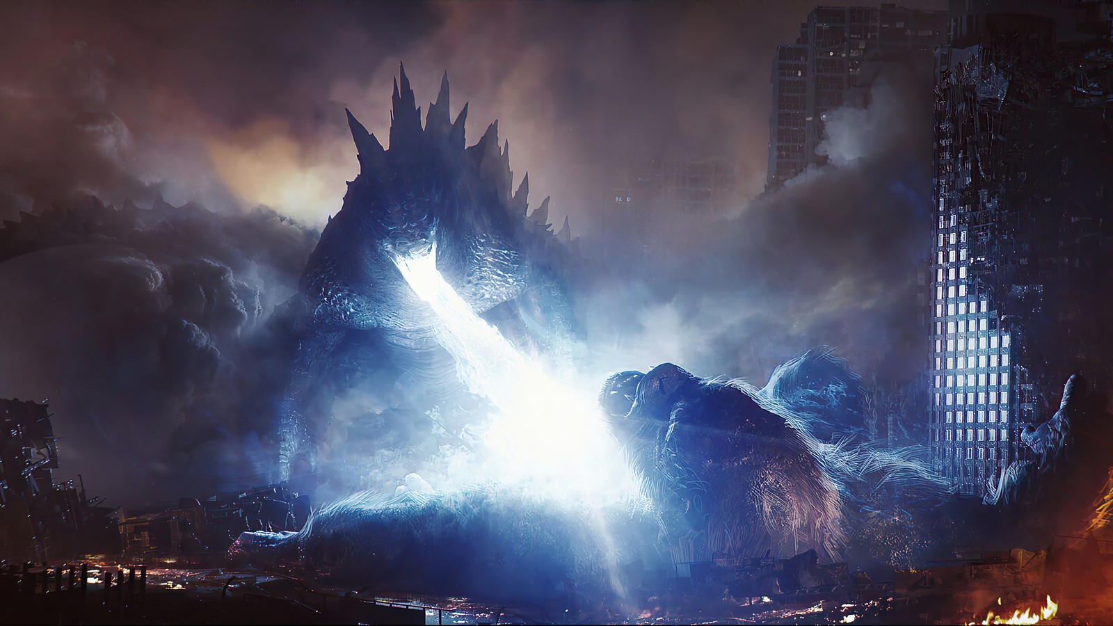 Скачать обои годзилла против конга, godzilla vs kong, 2021, фильм, битва