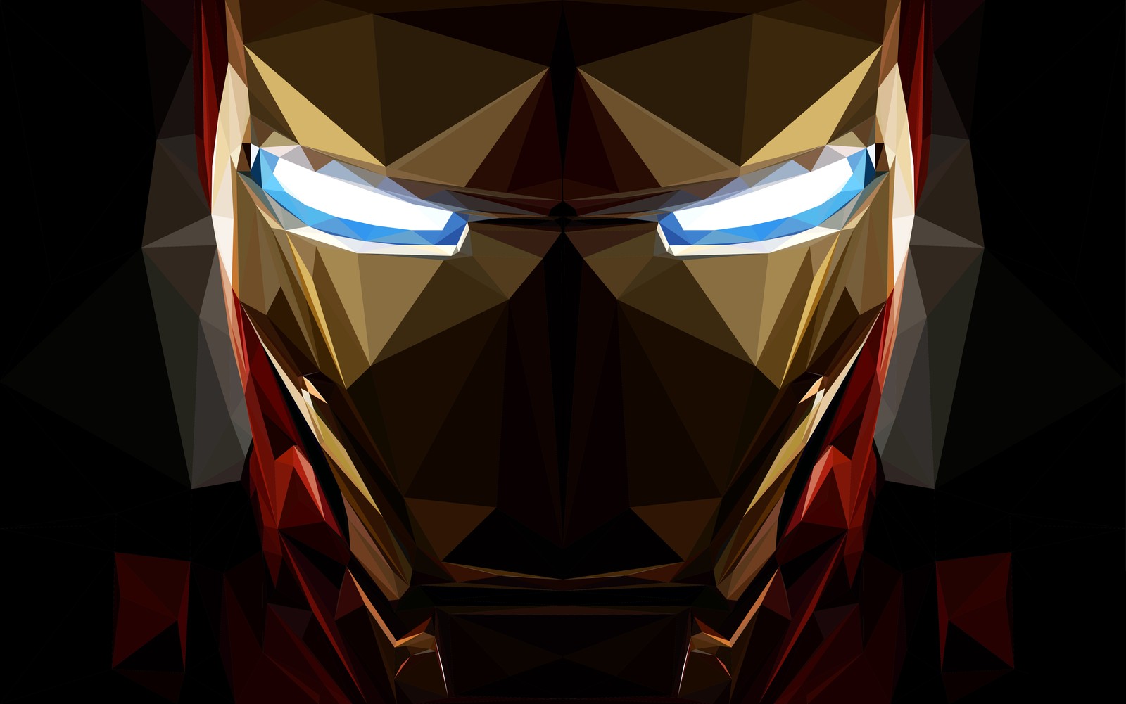 A close up of a iron man face with glowing eyes (iron man, low poly, marvel superheroes, polygonal, 5k)