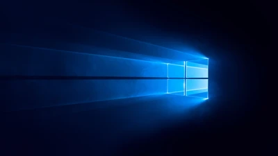 windows 10, sombre, fond bleu, 5k, 8k