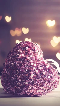 Sparkling Pink Heart with Bokeh Lights