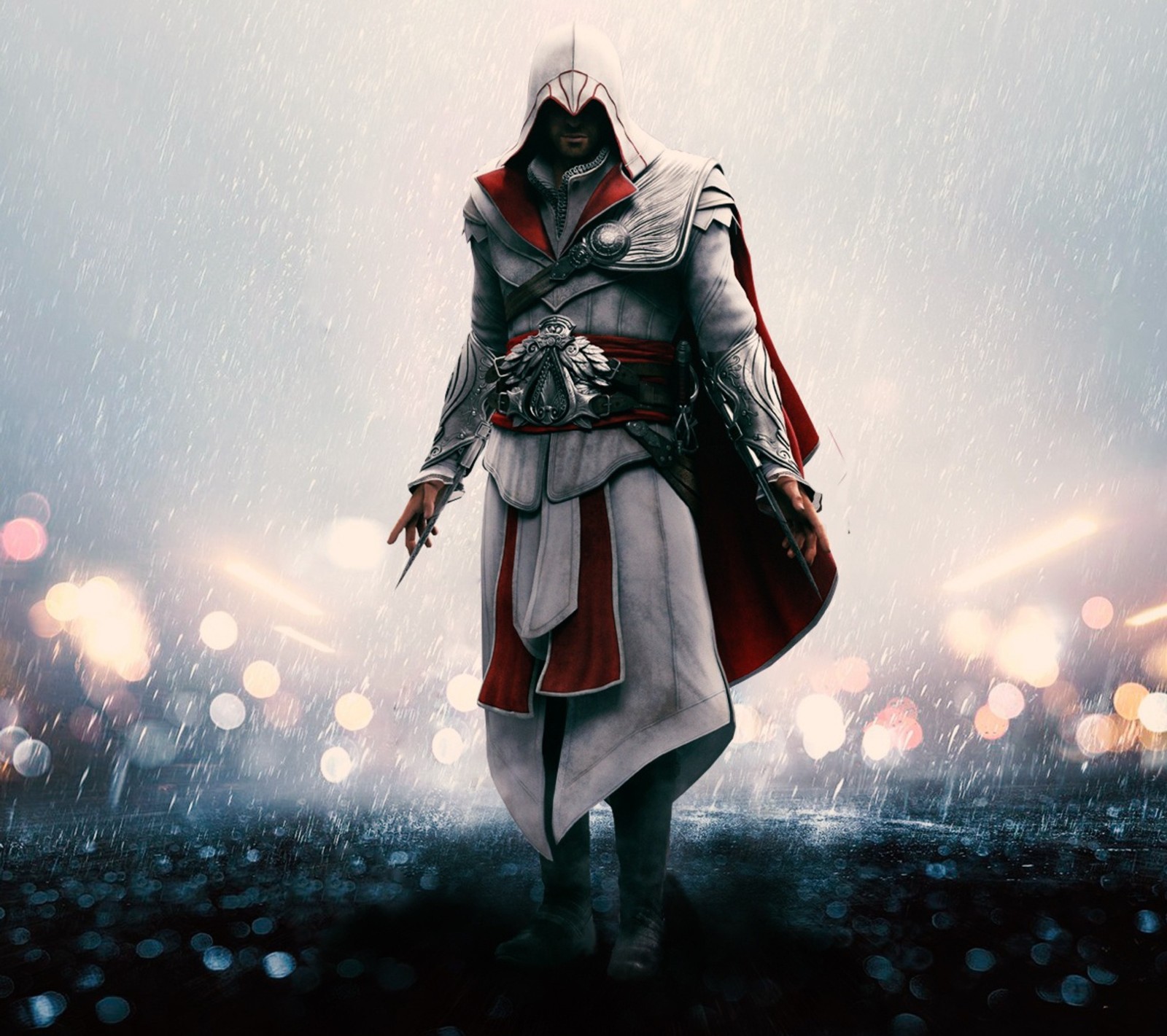 Descargar fondo de pantalla altair, asesino, assassins creed, luces