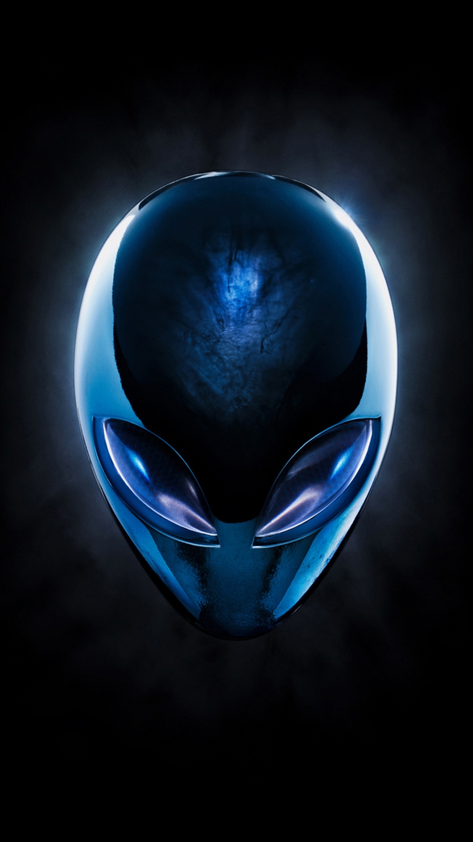 Cabeza de alienígena con ojos brillantes y una luz azul en la oscuridad (alienware, azul, hd)