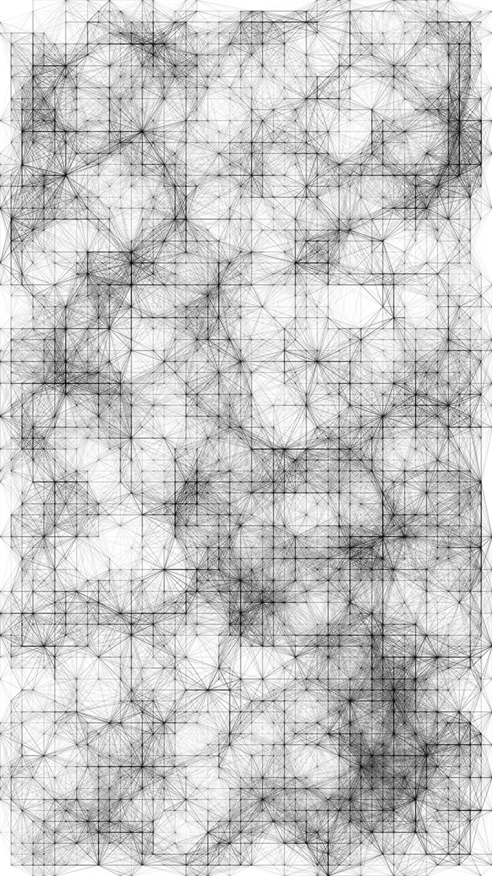 A drawing of a grid of lines with a black and white background (abstract, black, grid, pattern, texture)