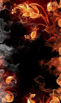 flames, flowers, smoke wallpaper