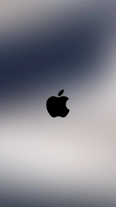 Logo minimalista de Apple en fondo borroso