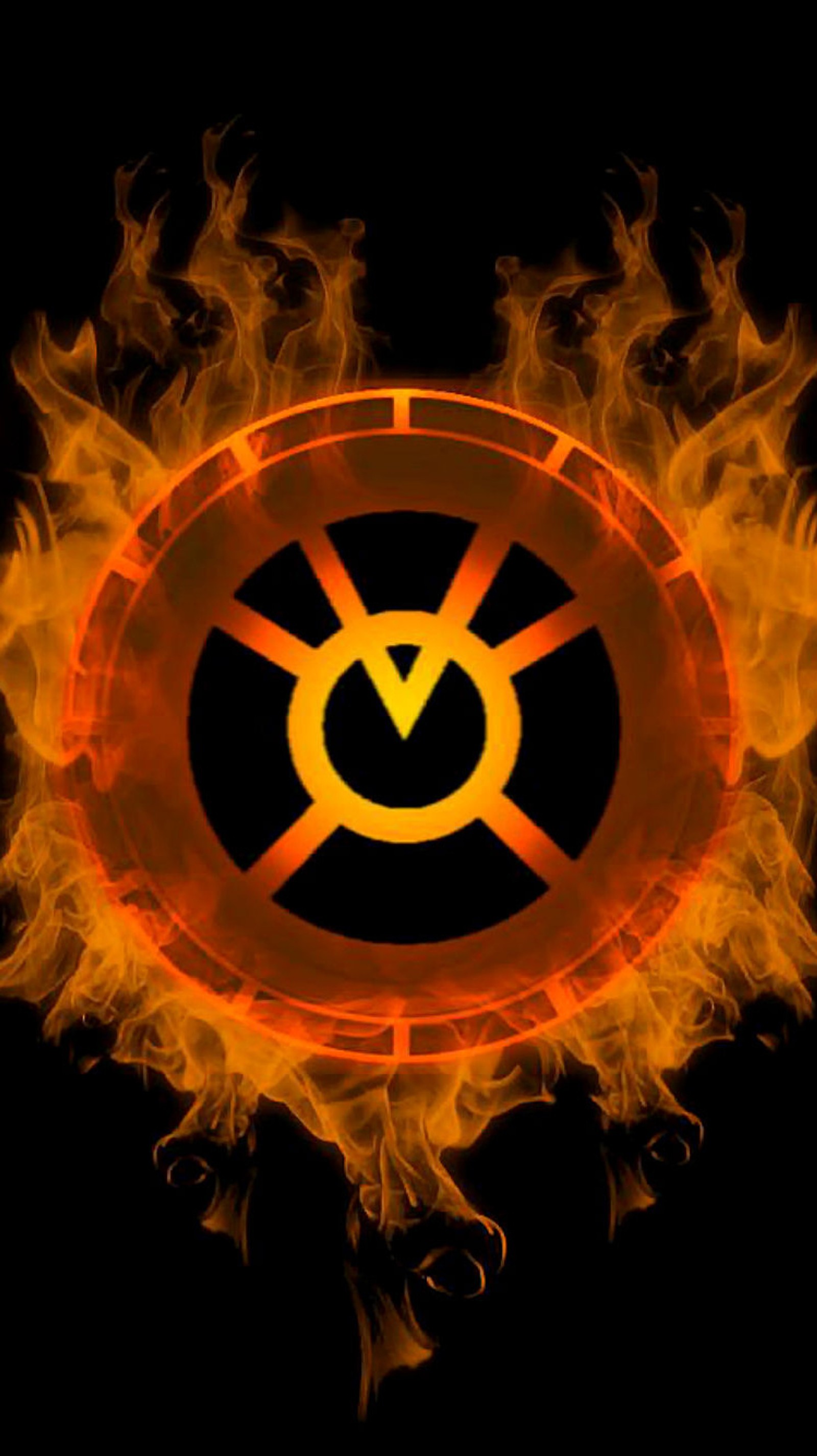 A close up of a fire circle with a symbol in the middle (comic, comics, dc, green, justice)