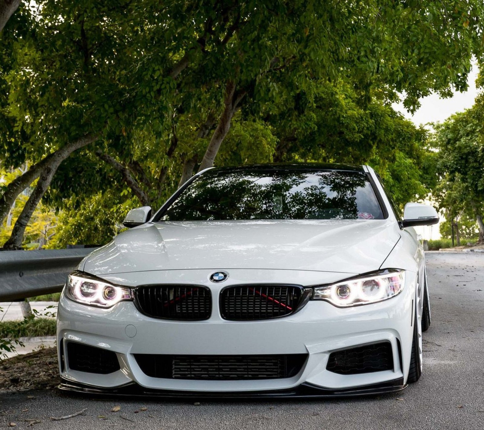 angel, bmw, road, white Download Wallpaper