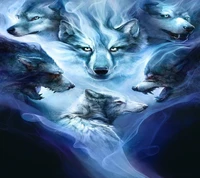 hermoso, oscuro, fantasía, lobos