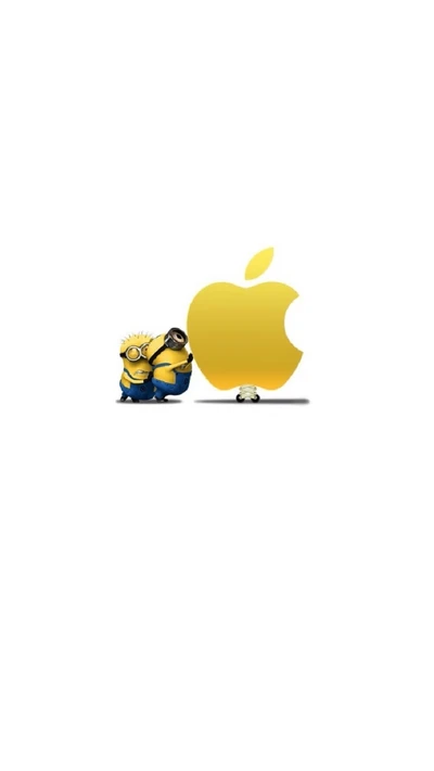 Minions Admirant Joyeusement Le Logo Iconique D'Apple