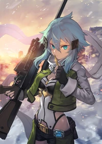 sinon, gun gale online, sword art online wallpaper