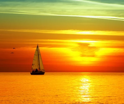 bateau, lunaire, nature, orange, chemin