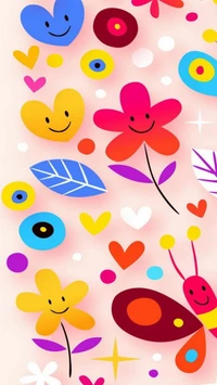 cute, flowers, happy, heart, hearts