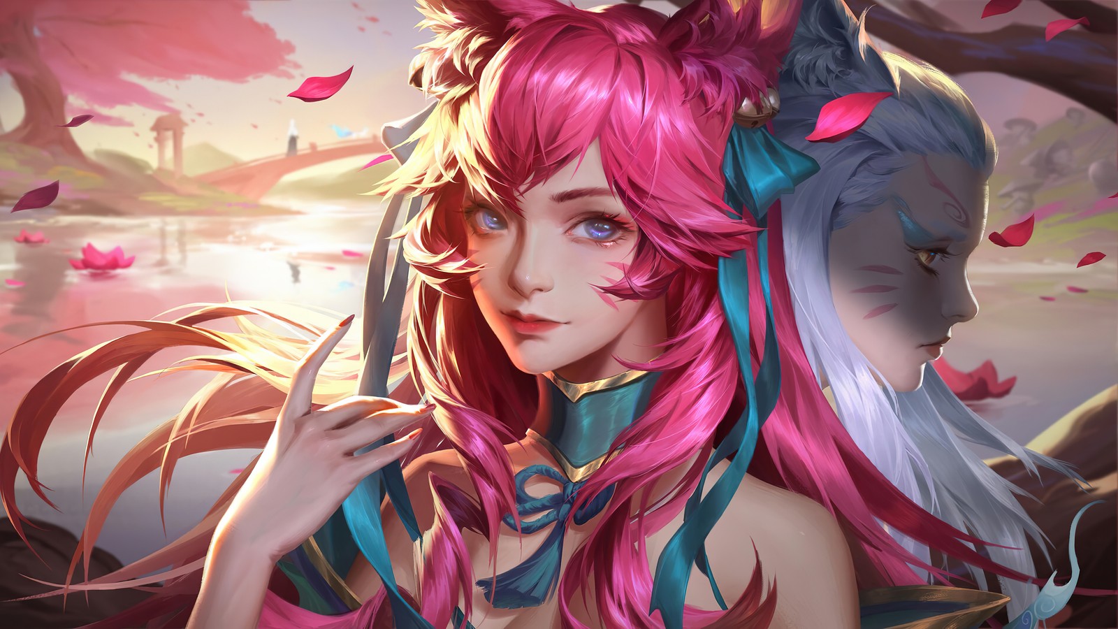 ahri, spirit blossom, lol, league of legends, video game wallpaper